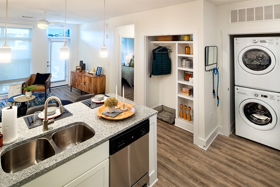 Kitchen & Laundry Room Area In A Apartment at The Edge