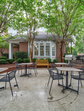 Providence Park outdoor common area with grills and seating