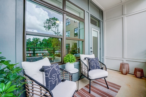 Comfortable outdoor seating area offering privacy without the commitment of home ownership